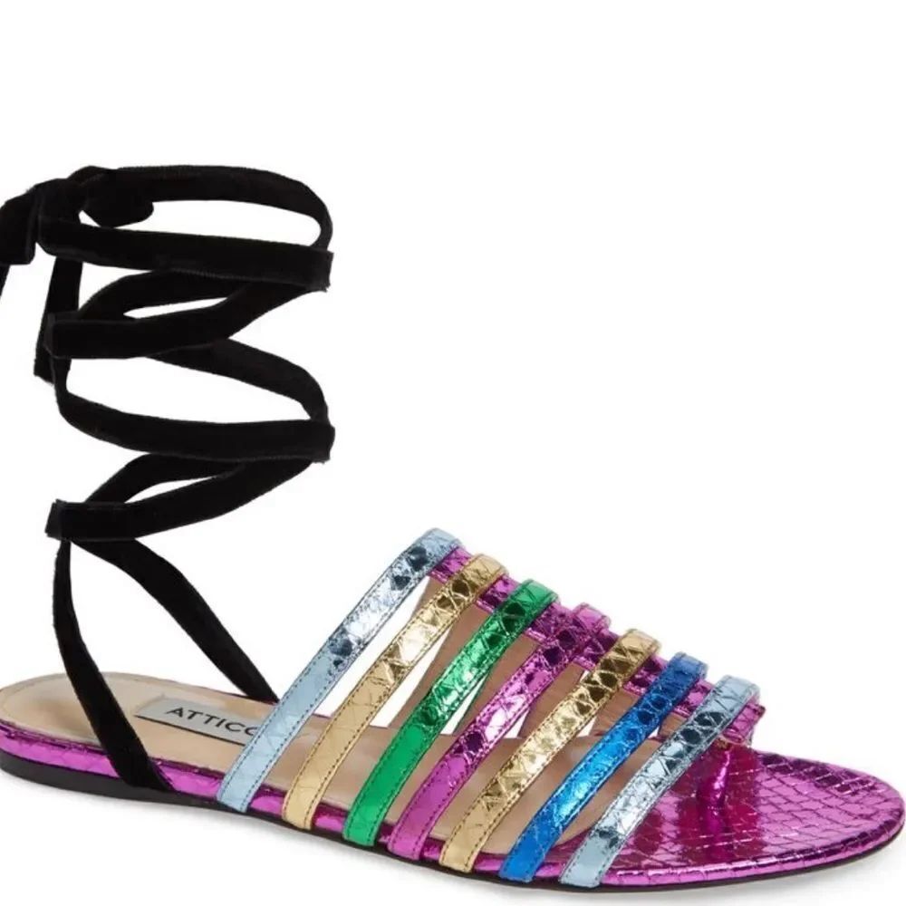 ATTICO The Attico Chiara Rainbow Ankle Wrap Sandal/Dust bag New Size 6 $702